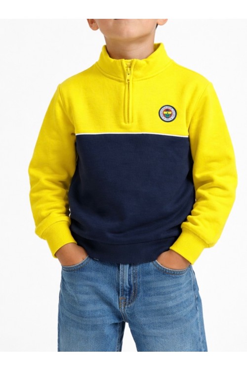 SARI LACİVERT FERMUARLI ERKEK ÇOCUK SWEATSHİRT 